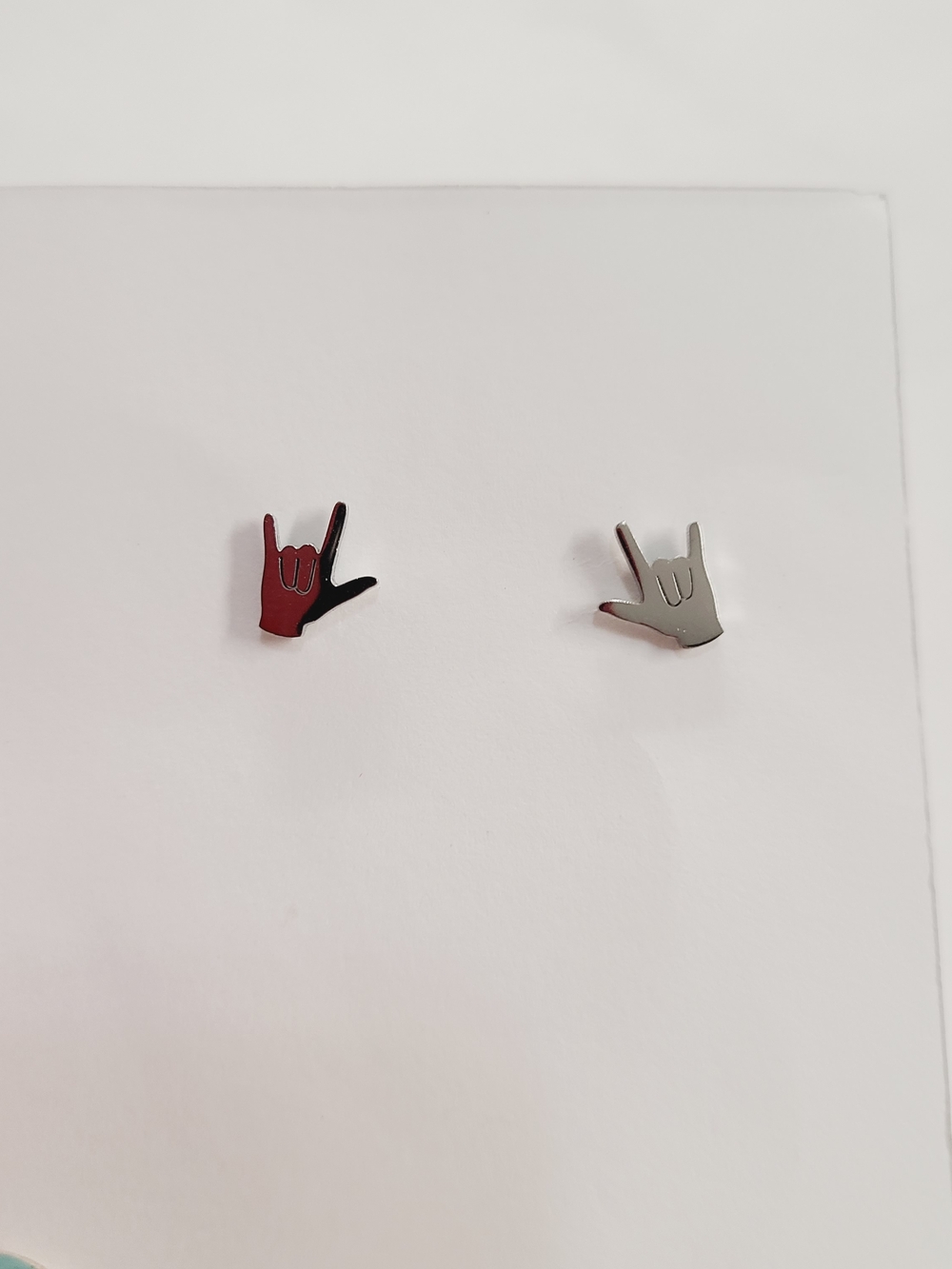 Small Hand Sign Stud Earrings I Love You